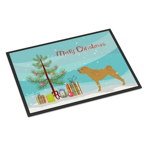 Carolines Treasures BB2970JMAT Shar Pei Merry Christmas Tree Indoor or Outdoor Mat; 24 x 36 BB2970JMAT - main